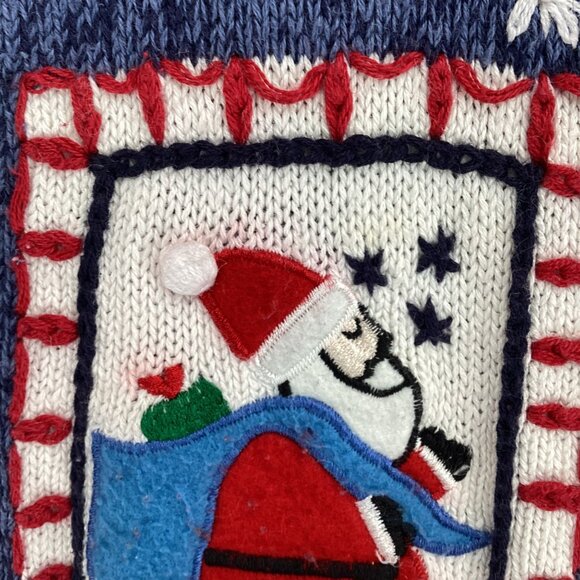 Bobbie Brooks Christmas Holiday Sweater Vest Size Large Snowman & Sleigh - Picture 6 of 10